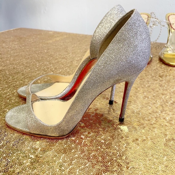 Christian Louboutin Sparkly Open Toe Pump - Picture 2 of 5